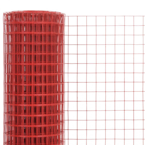 Chunhelife Grillage Acier avec revêtement en PVC 10x0,5 m Rouge