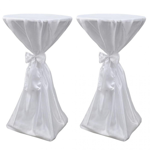 Chunhelife - Housse de table blanche avec ruban 60 cm 2 pièces Chunhelife  - Table jardin blanche