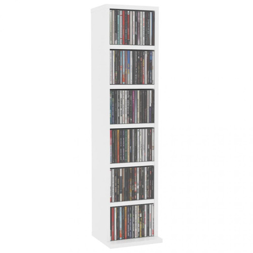 Chunhelife Meuble CD Blanc 21 x 16 x 88 cm Aggloméré