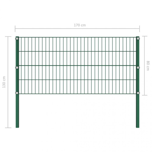 Haie Panneau de clôture avec poteaux Fer 1,7 x 0,8 m Vert
