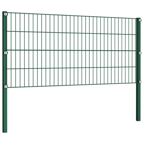 Chunhelife Panneau de clôture avec poteaux Fer 3,4 x 0,8 m Vert