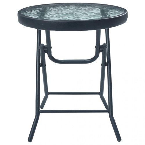 Chunhelife Table de bistro Noir 40x46 cm Acier et verre