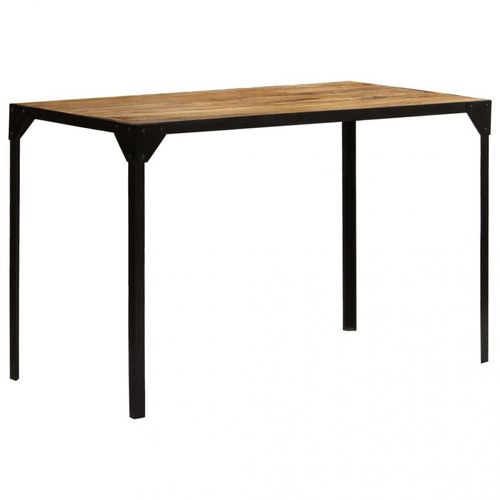 Tables à manger Chunhelife Table de salle à manger Bois de manguier brut et Acier 120 cm