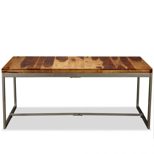 Chunhelife Table de salle à manger Bois massif de Sesham et acier 180 cm