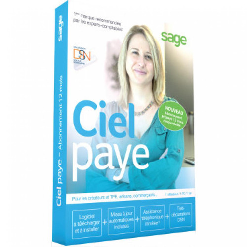 Ciel - Paye DSN - Abonnement 1 an - Licence 1 an - 1 poste - A télécharger - Compta et Gestion