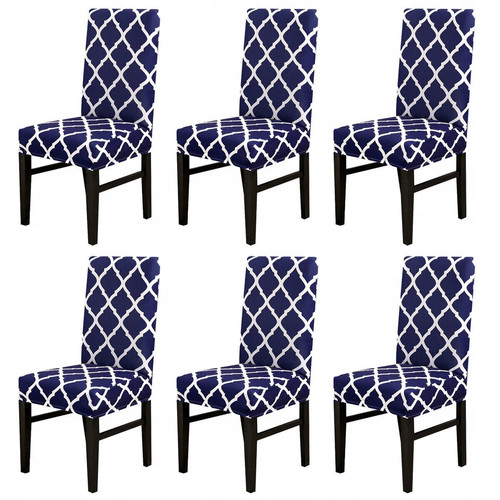 Cjc - Housse de chaise flexible 6 pièces bleu marine Cjc  - Tiroir coulissant
