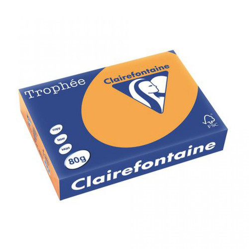 Clairefontaine - Ramette papier couleur Clairefontaine Trophée couleurs intenses A4 80 gr - 500 feuilles - clémentine Clairefontaine  - Papier Photo