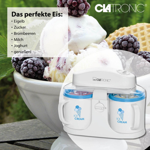 Clatronic Sorbetière Machine à glace à l´italienne crèmes glacées, 12,5 , Blanc/Bleu, Clatronic, ICM 3650