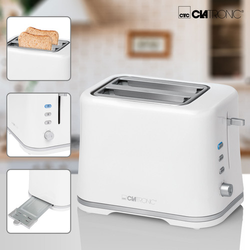 Clatronic Grille Pain Toaster 2 fentes blanc, 870, Blanc, Clatronic, TA 3554