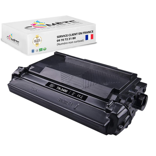 Comete Consommable - TN3480 1 Toner compatible avec BROTHER TN3480 TN3430 Noir - Imprimante Laser