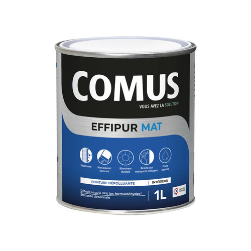 Peinture intérieure Comus EFFIPUR MAT 1L -  Peinture dépolluante de protection et de décoration en phase aqueuse - COMUS