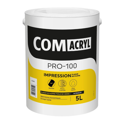 Comus - COMACRYL IMPRESSION 5L - Impression acrylique blanche en phase aqueuse - COMUS - Peinture intérieure & extérieure