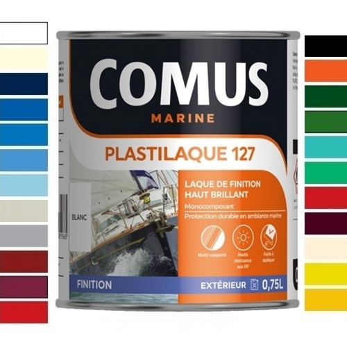 Comus - PLASTILAQUE 127 BLEU MONASTRAL  0,75 L - Laque marine de finition Brillante haut de gamme - COMUS MARINE Comus   - Peinture extérieure