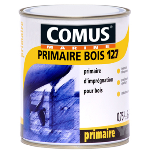 Comus - PRIMAIRE BOIS 127 - Blanc 0,75L - Primaire d'impression destinée à la mise en peinture des bois neufs ou décapés - COMUS MARINE - Peinture extérieure