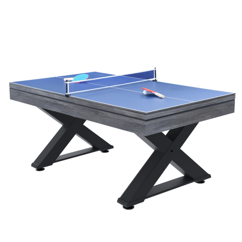 Tables de billard Table multi-jeux en bois gris ping-pong et billard TEXAS