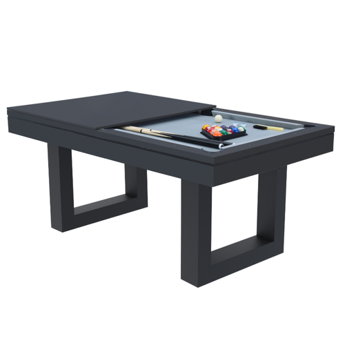 Concept Usine Table multi-jeux 3 en 1 billard et ping-pong en bois noir DENVER