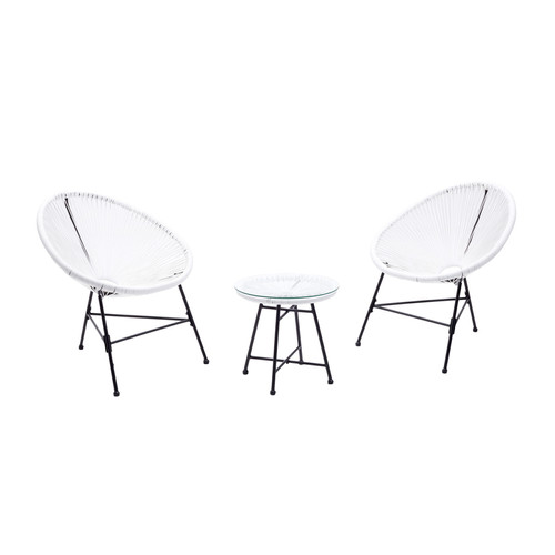 Concept Usine - Salon de jardin 2 fauteuils oeuf + table basse blanc ACAPULCO Concept Usine  - Jardin