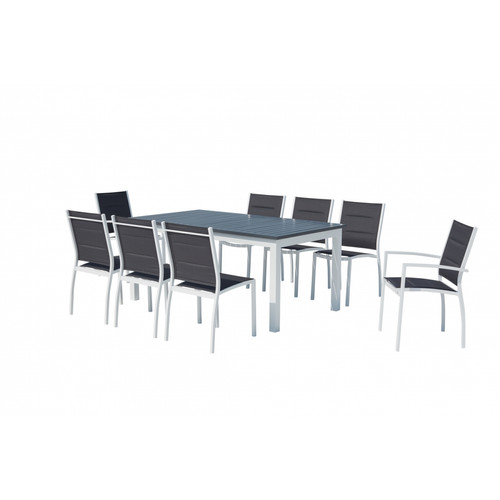 Ensembles tables et chaises Concept Usine Salon de jardin extensible en alu 8 personnes blanc AREZZO