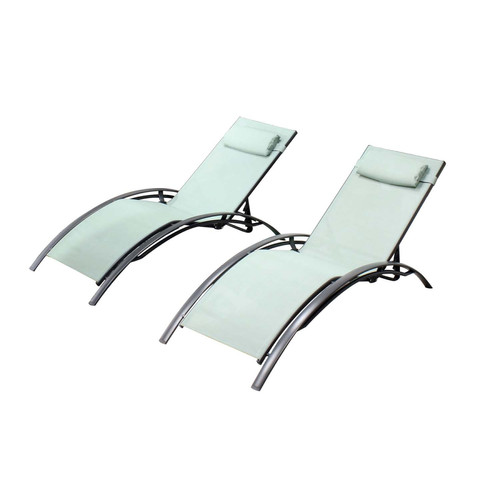 Concept Usine - Lot de 2 transats en aluminium et textilène vert pastel BAHIA Concept Usine  - Transats, chaises longues Concept Usine