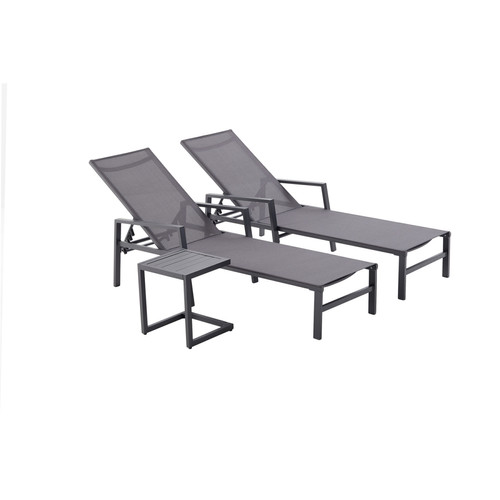 Concept Usine - Lot de 2 transats avec table d'appoint gris foncé BARI Concept Usine  - Transats, chaises longues Concept Usine