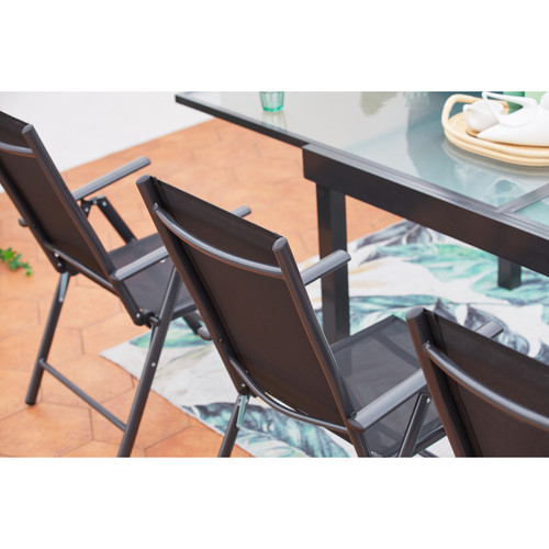 Ensembles tables et chaises Salon de jardin extensible gris en alu + 12 fauteuils BRESCIA