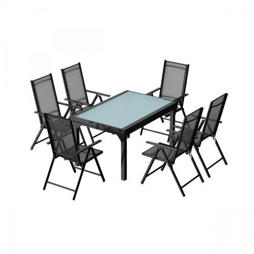 Ensembles tables et chaises Concept Usine Salon de jardin extensible gris en alu + 6 fauteuils BRESCIA
