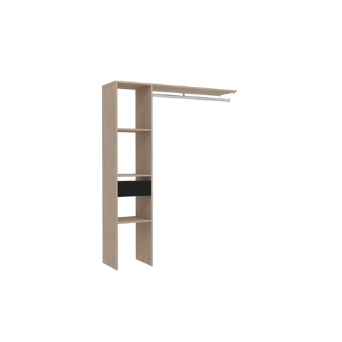Concept Usine - Dressing bois avec 3 étagères, 1 tiroir, une penderie : 138 x 40 x 180 cm ELYSEE Concept Usine  - Penderie 40 cm profondeur