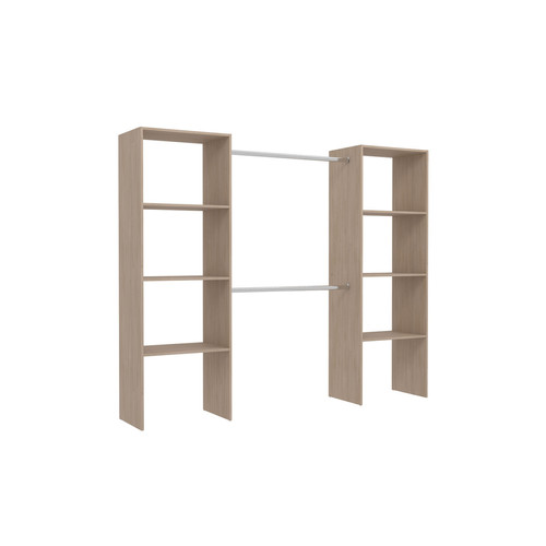 Concept Usine - Dressing bois avec 6 étagères, 2 penderies : 220 x 40 x 180 cm ELYSEE Concept Usine  - Dressing Chambre