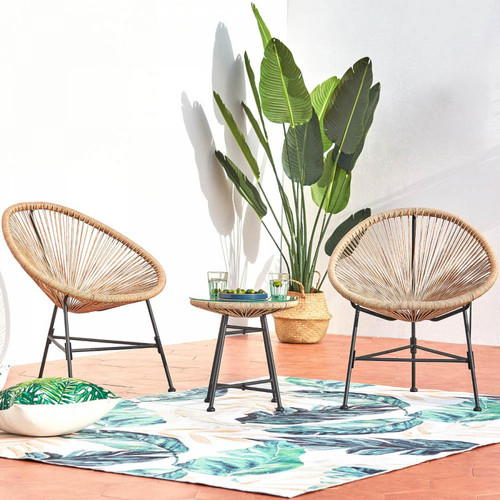 Concept Usine - Acapulco beige 2 chaises et 1 table Concept Usine   - Chaises de jardin Concept Usine