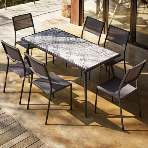 Concept Usine -Mica - Salon de jardin céramique & pieds métal - 6 places Concept Usine  - Ensembles tables et chaises Concept Usine