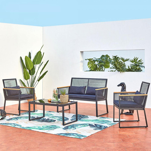 Concept Usine - Mihata salon jardin bas noir bois - Ensembles tables et chaises Concept Usine