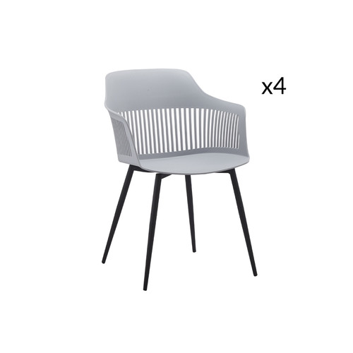 Concept Usine - Lot de 4 Chaises gris avec accoudoirs INES Concept Usine  - Chaise avec accoudoirs Chaises
