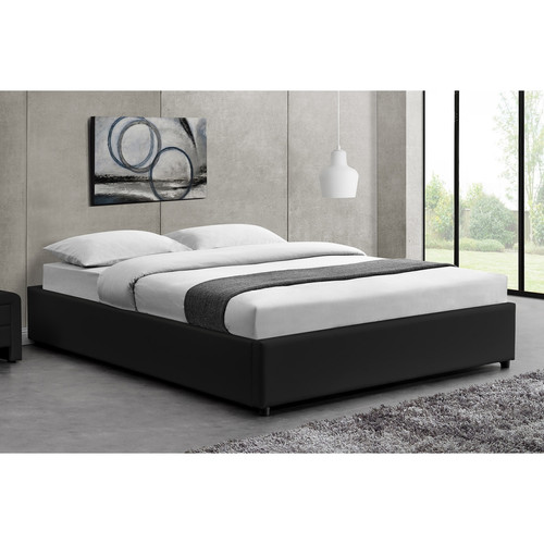 Concept Usine - Cadre de lit noir avec coffre de rangement intégré -140x190 cm KENNINGTON Concept Usine - Lit enfant Noir