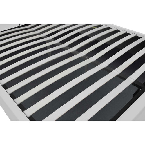 Concept Usine Cadre de lit capitonnée blanc avec coffre de rangement intégré 160x200 cm NEWINGTON