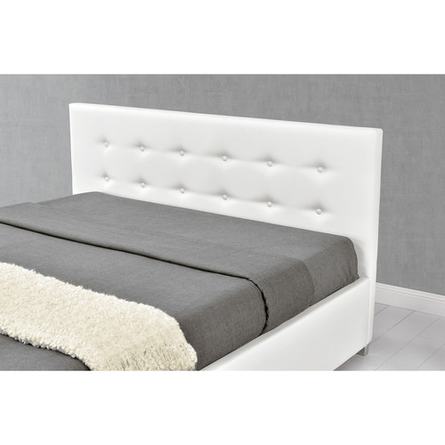 Lit enfant Cadre de lit capitonnée blanc avec coffre de rangement intégré 160x200 cm NEWINGTON