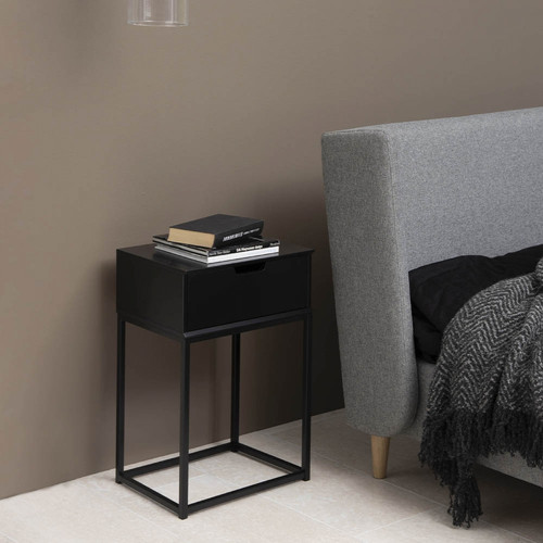 Chevet Concept Usine Table de chevet avec tiroir noir SLUMBER