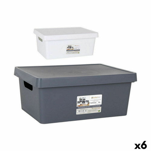 Boîte de rangement Confortime Boîte de rangement avec couvercle Confortime 10 L Rectangulaire Avec couvercle (6 Unités)