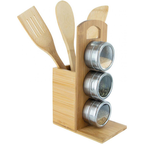 Boîte de rangement Cook Concept Support à épices et 3 ustensiles en bambou