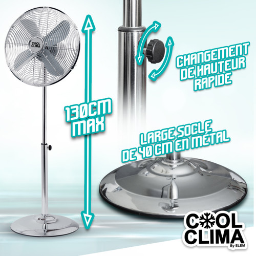 Cool Clima Ventilateur métal sur pied 50W 40CM - Cool Clima