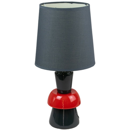 Corep - Lampe a poser pied ceramique rouge gris anthracite luminaire Corep  - Lampe pince Luminaires