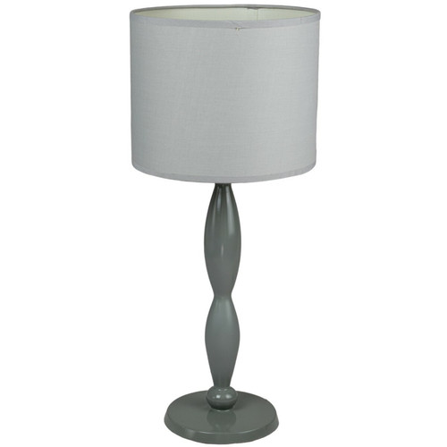 Corep - Lampe a poser resine abat jour tissu gris Luminaire salon bureau chevet chambre Corep  - Luminaires Corep