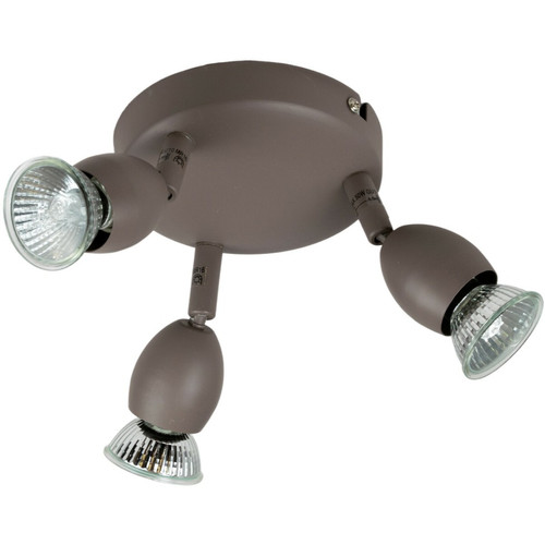 Corep - Plafonnier rond taupe 3 spots orientables Applique plafond halogene GU10 42 W Corep - Luminaires