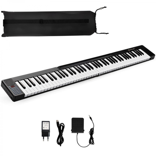 Costway - Piano Numérique Portable 88 Touches avec Fonction Bluetooth Filtres Clavier Électronique Dynamiques Réglables - Jeux artistiques