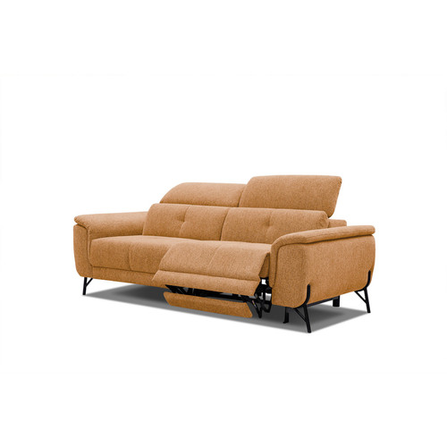 Courtois Laville - Canapé droit 3 places avec relax électrique à droite Avena, tissu orange - Canapés Relaxation