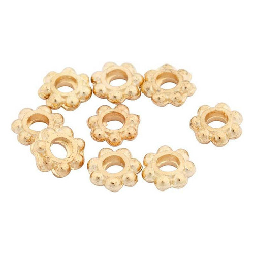 Creotime - 100 perles rondes fleurs Ø 6 mm - doré - Jeux artistiques