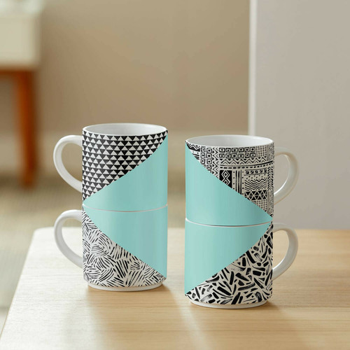 Kits créatifs 4 Mugs céramique empilables Blanc 300 ml - Cricut
