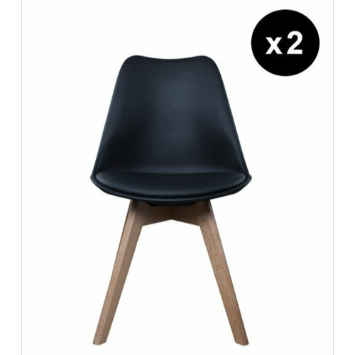 3S. x Home - Lot de 2 chaises scandinaves coque rembourée - noir 3S. x Home  - Chaise coque