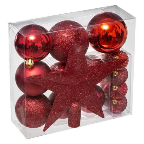 Cstore - Boule de Noël Kit 18 pièces Rouge Framboise camaïeu - Boule de Noël Décorations de Noël
