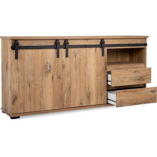 Buffets, chiffonniers Buffet coulissantes - Chene - Style campagne - 2 portes - MANZANO - L 180 x P 40 x H 87 cm