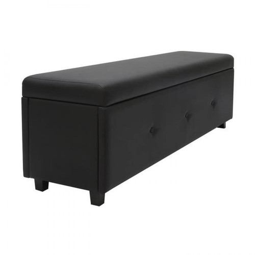 Cstore - CSTORE - banc coffre - bout de lit simili noir classique - l 160 cm - Banc de lit